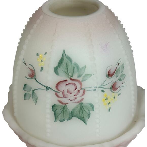 Fenton Fairy Lamp Burmese Rose Garden Y2K Satin Glass Signed 95th Anniversary - Picture 2 of 9